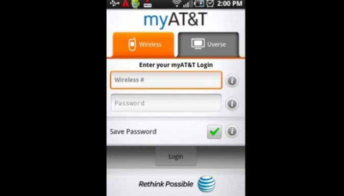 AT&T login through Android