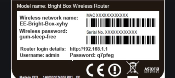 router sticker has details