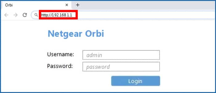 IP Address for Orbi Admin Login