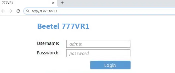77VR1 default password