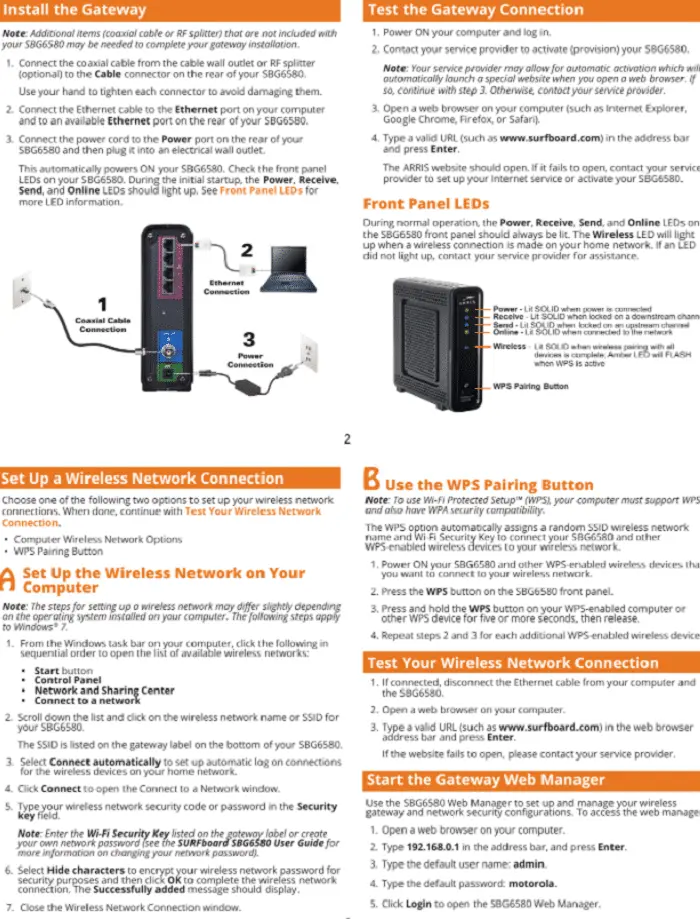 arris sbg6580 router manual