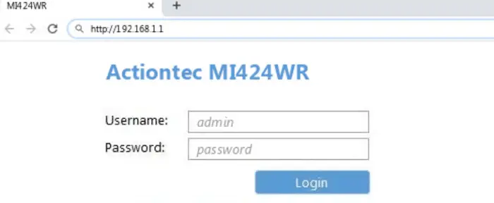 change mi424 wr default password