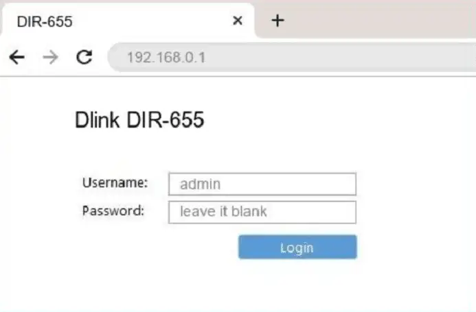 dlink dir655 default router login