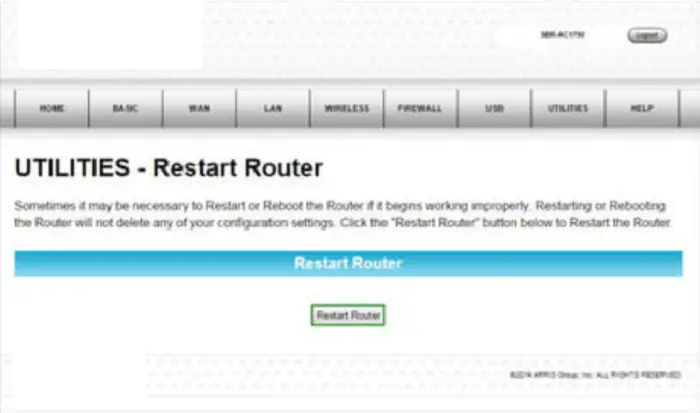 restart router from web