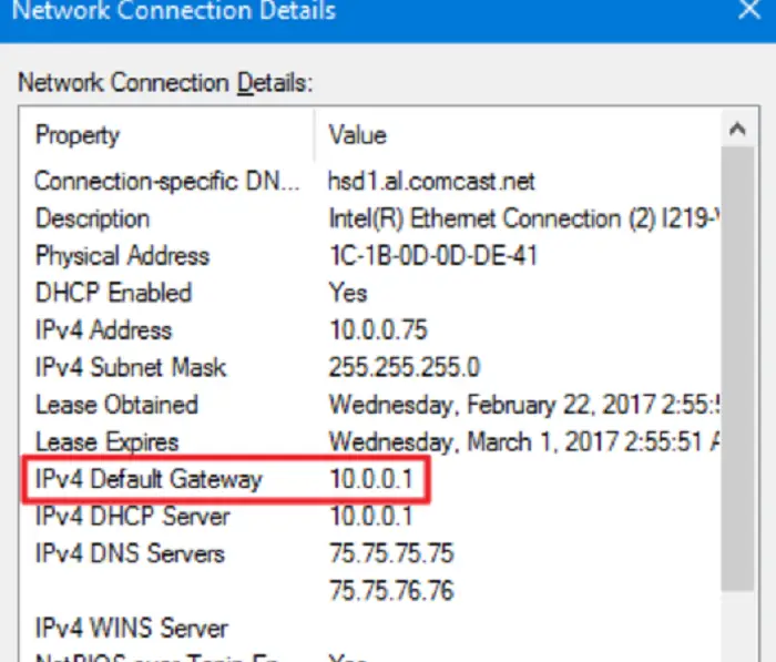 Fill in the default IP address of your router