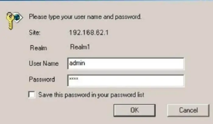 admin password