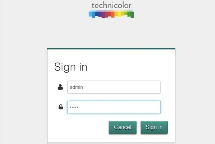 technicolor router login page
