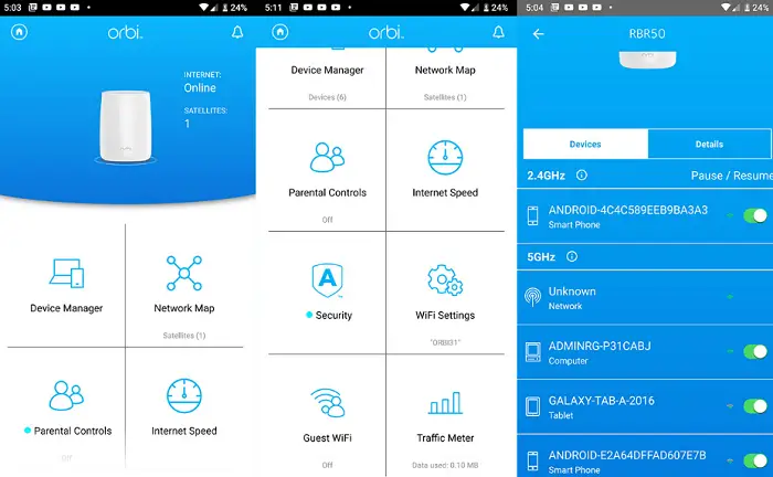 orbi app on mobile device