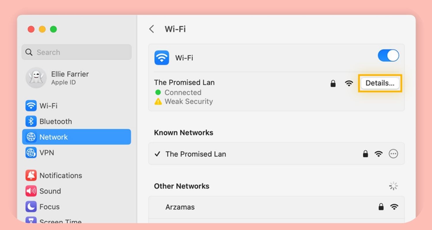wifi details on mac